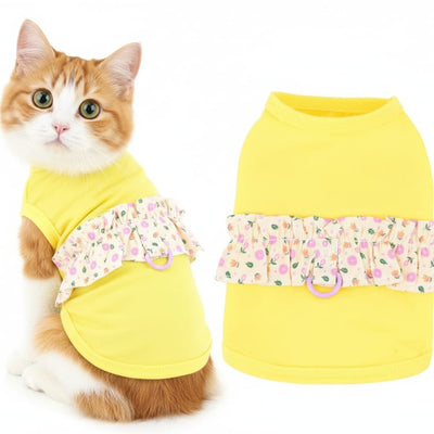 Small Cat & Dog Shirt with Leash Ring  Pullover Clothing Summer