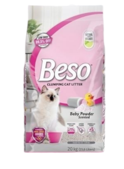 Beso cat litter sand with baby powder scent 20kg