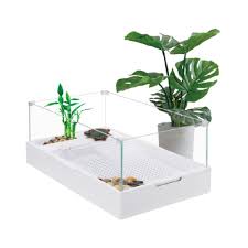 SOBO Glass Turtle Tank Aquarium Reptile Tortoise Habitat Turtle Basking Platform with Pump, Filter and Filter Layer Design, Prevent from Escaping