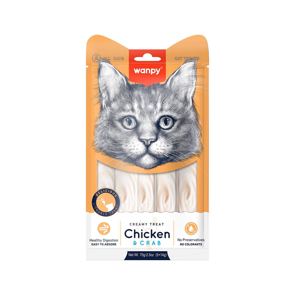 Wanpy cat wet treats with chicken and crab