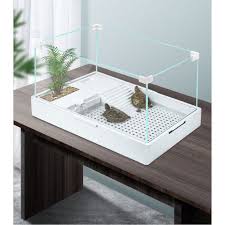 SOBO Glass Turtle Tank Aquarium Reptile Tortoise Habitat Turtle Basking Platform with Pump, Filter and Filter Layer Design, Prevent from Escaping