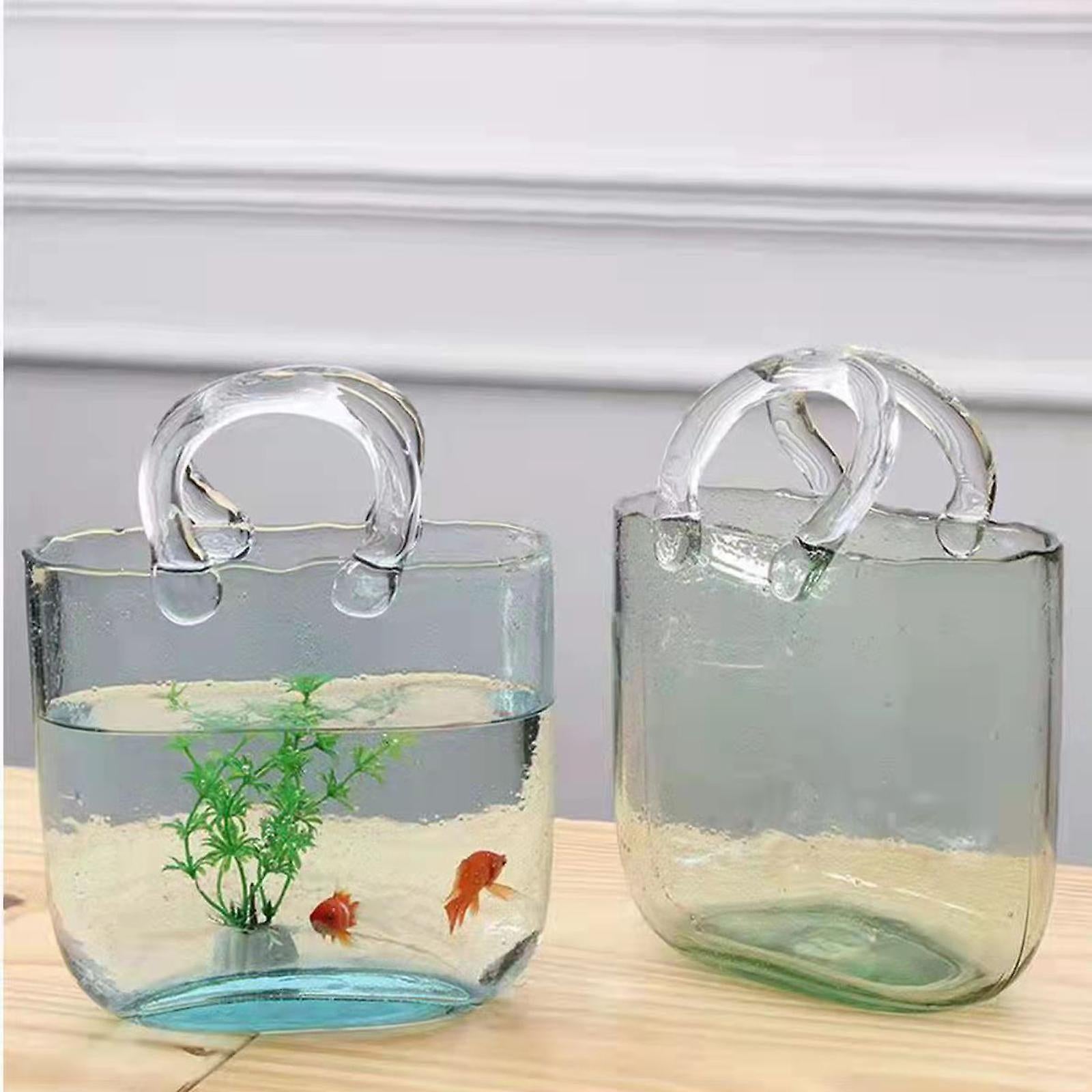 Fish Bowl Handbag Shape Clear Glass