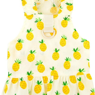 Cute Pineapple Printed For Kittens Harness Dress with D-Ring