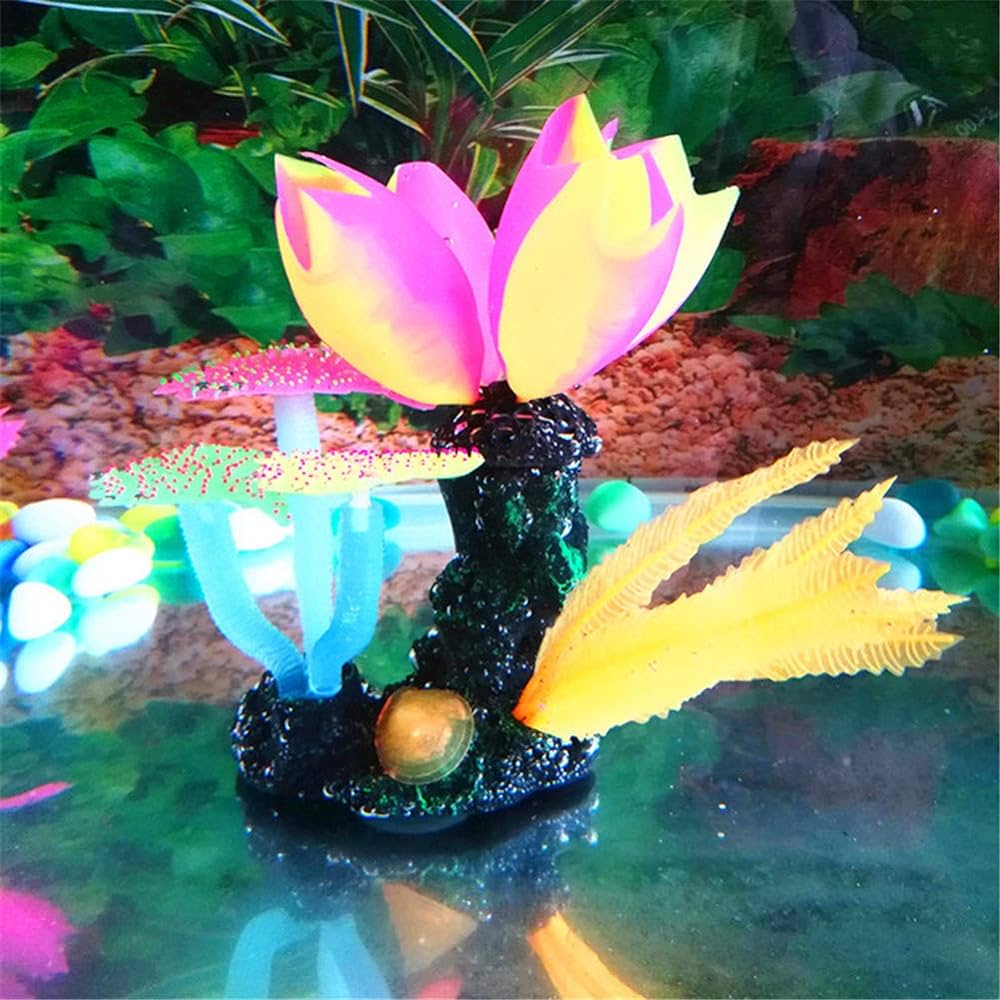 Aquarium artificial flower ornament fluorescent plant decor