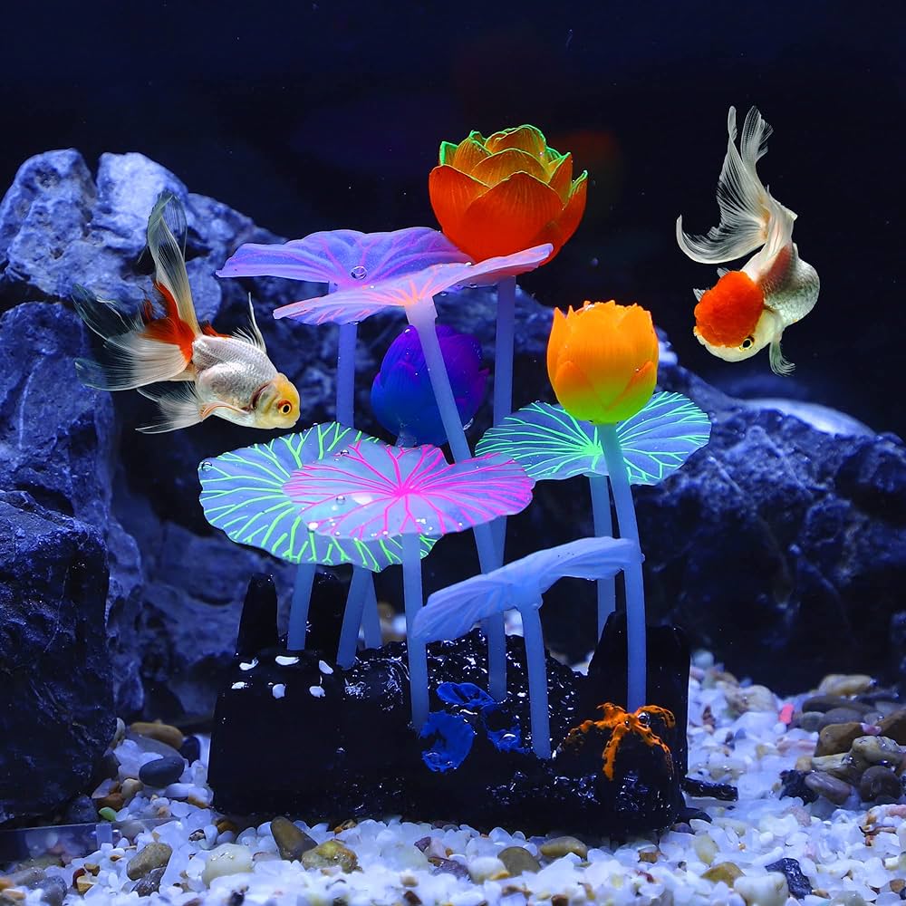 Aquarium artificial flower ornament fluorescent plant decor