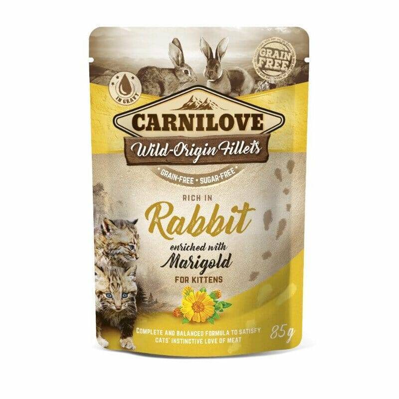 Carnilove wet food sachets for kittens rabbit with velvet flower 85 g