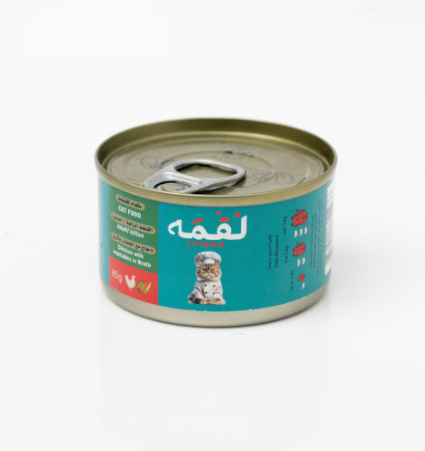 LOQMA Wet food for cats with the taste of chicken and vegetables in broth, 85 grams