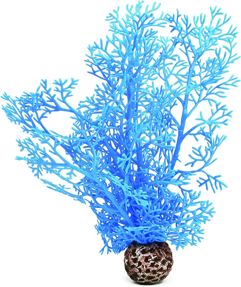 Aquarium plastic decor sea fan (white,blue,green)