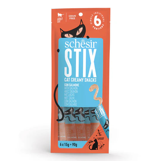 SCHESIR STIX WITH SALMON IN CREAM 90G IN POUCH