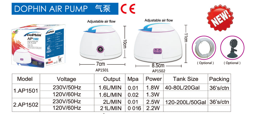 Dophin AP1501 Aquarium Air Pump (single way)