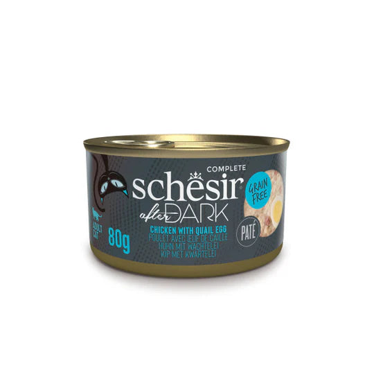 SCHESIR AFTER DARK CHICKEN WITH QUAIL EGG IN BROTH 80G IN CAN Food for adults