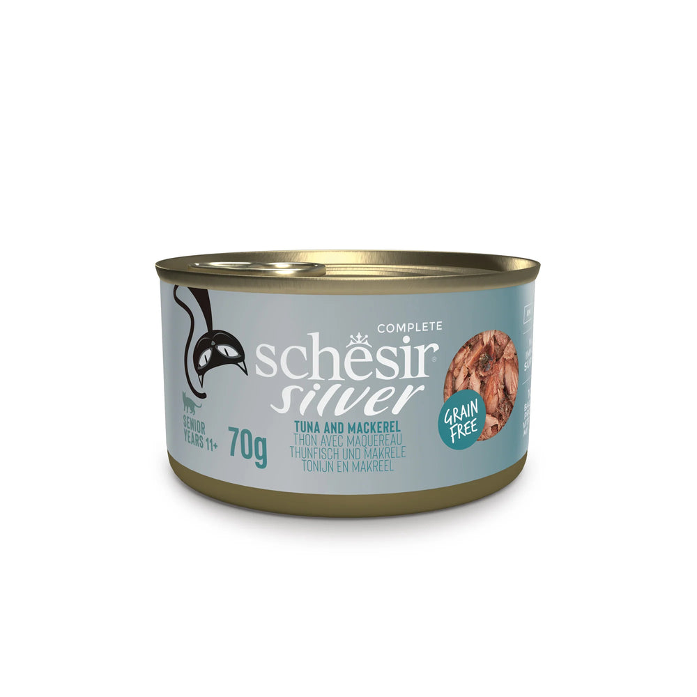 Schesir silver tuna and mackerel in broth for adult cats 70 gm