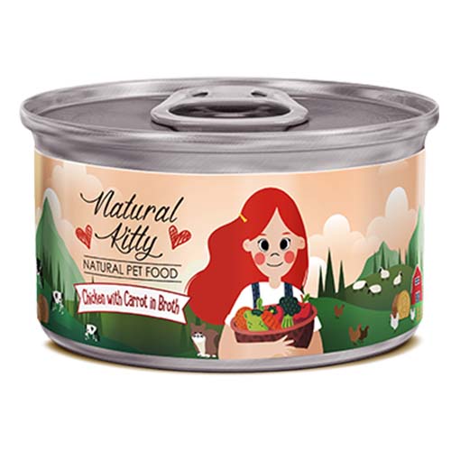 Natural Kitty Chicken with carrot in Broth Canned Cat Food - 80 g