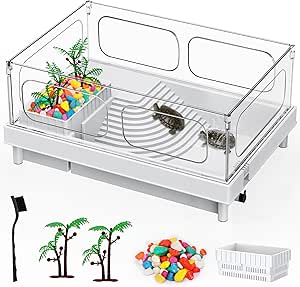 SOBO Turtle Tank with Basking Platform, Multi-Functional Aquarium for Turtles, Crayfish, Crab
