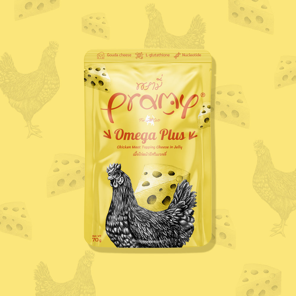 Pramy Omega Plus Chicken topping Cheese in Jelly Recipe 70g