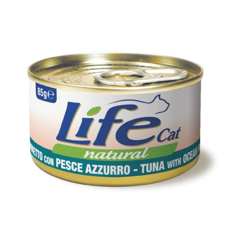 Life cat Cans of Tuna with Ocean Fish Pollock Wet food for cats, 85g