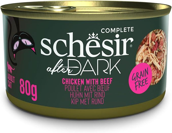 SCHESIR AFTER DARK CHICKEN WITH BEEF IN Broth 80G IN CAN Food for adults