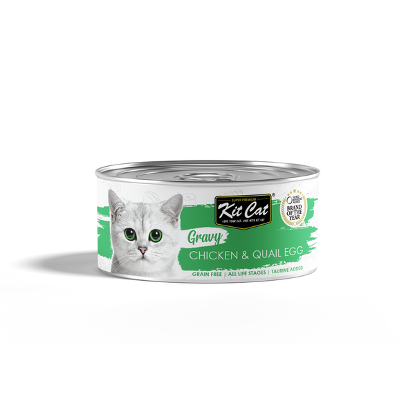Kit Cat Canned Chicken and Quail Egg in Gravy Wet Cat Food, 70 grams