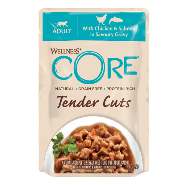 Wellness CORE Tender Cuts with Chicken & Salmon in Savoury Gravy - 85g