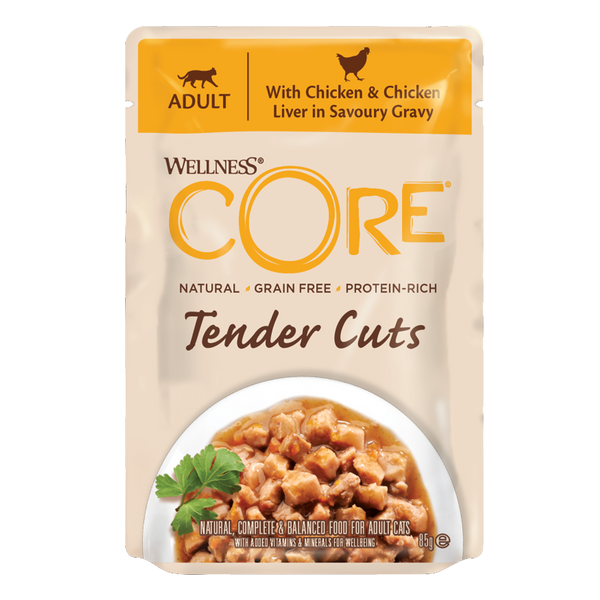 Wellness CORE Tender Cuts with Chicken & Chicken Liver in Savoury Gravy - 85g
