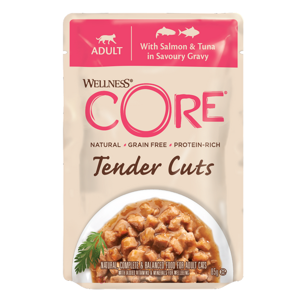 Wellness CORE Tender Cuts with Salmon & Tuna in Savoury Gravy - 85g