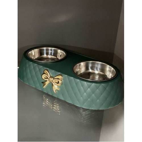 Double cat-shaped food bowl for dogs and cats