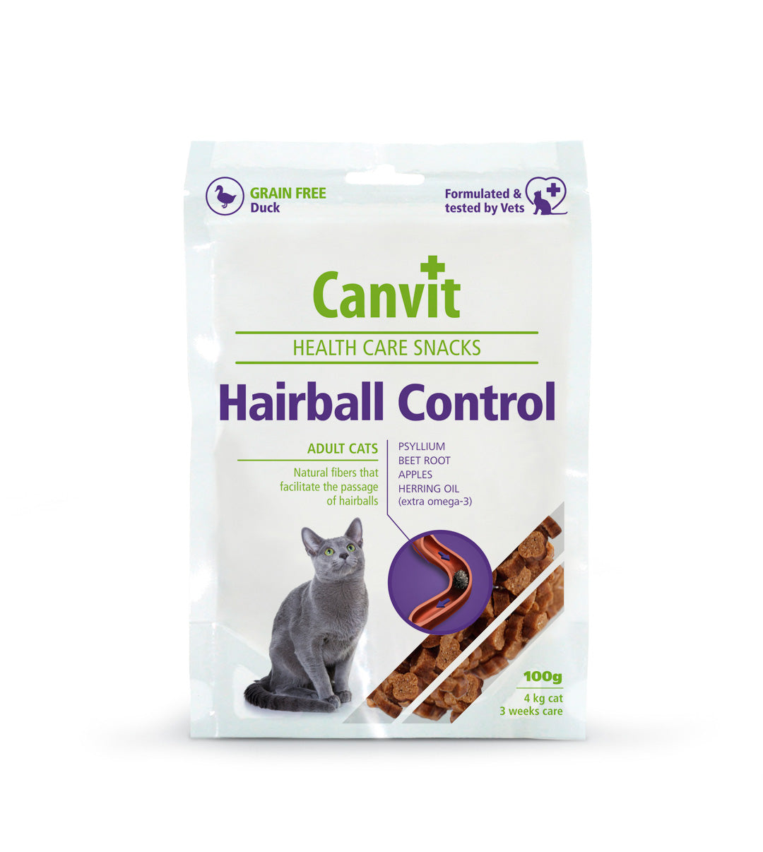 Canvit Hairball control with Chicken Flavoured Snacks For Cats 100g