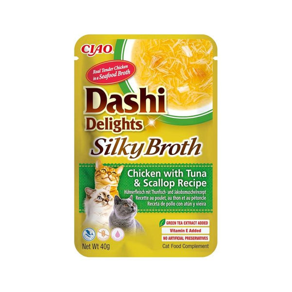 Inaba Dashi Delight Silky Broth Chicken with Tuna and Scallop Cat Treats - 40 g
