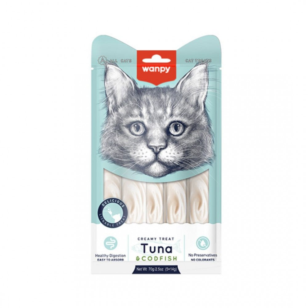 Wanpy wet treats for cats with Tuna nd codfish