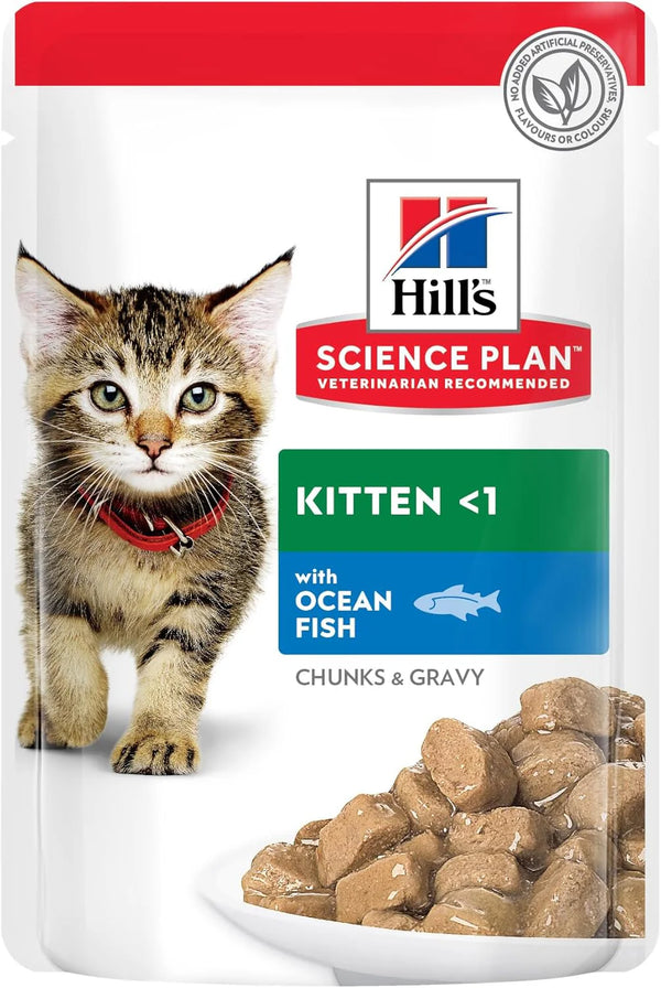 Hill's Science Plan Tender Ocean Fish Chunks in Gravy Kitten Pouches