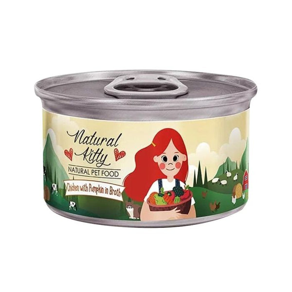 Natural Kitty Chicken with Pumpkin in Broth Canned Cat Food - 80 g