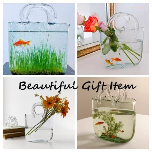 Fish Bowl Handbag Shape Clear Glass