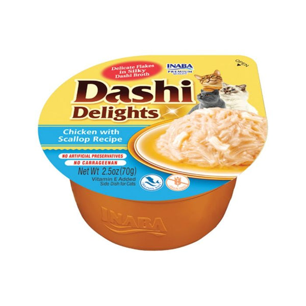 Inaba Cup Dashi Delight Chicken with Scallop Cat Treats - 70 g