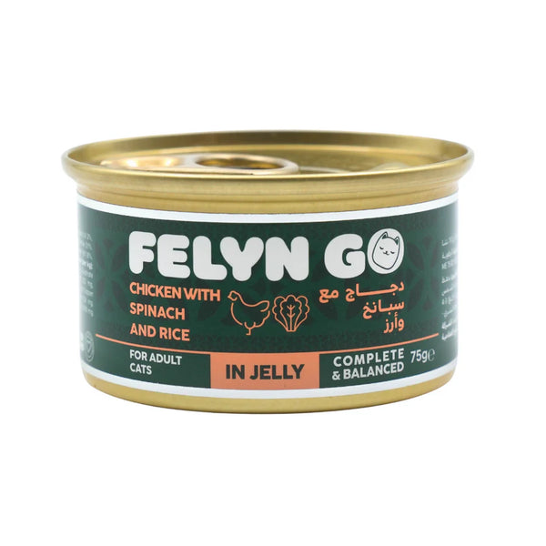Felyn Go Cat Wet Food Chicken with Spinach & Rice in Jelly Canned Cat Food 75g