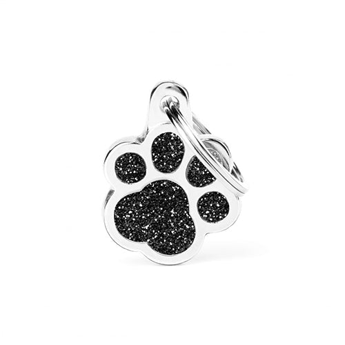 ID Tag Paw Glitter For Dogs - black