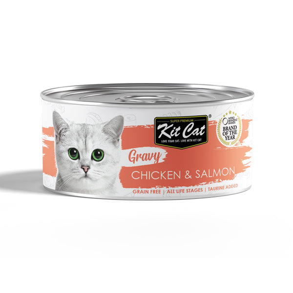 Kit Kat Canned Chicken Broth and Salmon Flavor Wet Cat Food, 70 grams