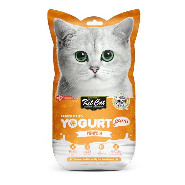 Kit Cat Freeze Dried Yogurt Yums Pumpkin Flavor Treats for Cats 10×1g