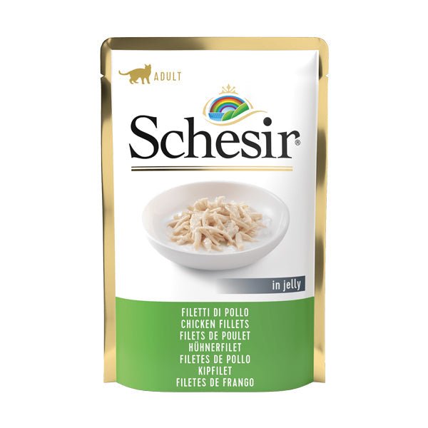 Schesir Chicken Fillets in Jelly wet food for adult cats , 85g