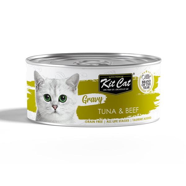 Kit Kat Wet Food for Cats Canned Tuna and Beef Broth Wet Food for Cats, 70 grams