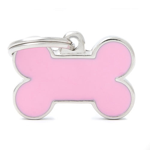 Bone-shaped aluminum necklace, pink color