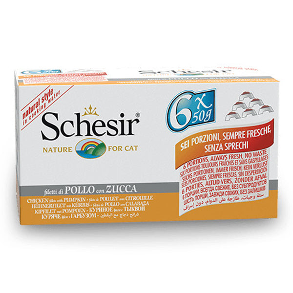 Schesir Cans of Chicken with Pumpkin fillets with beef in Jelly Wet food for dogs, 6x50g - Aquarium